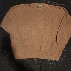 Vintage Members Only Cable Knit Tan Pullover Sweater, Men's Size XXL